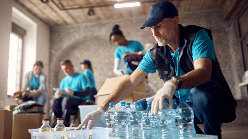 Humanitarians providing water